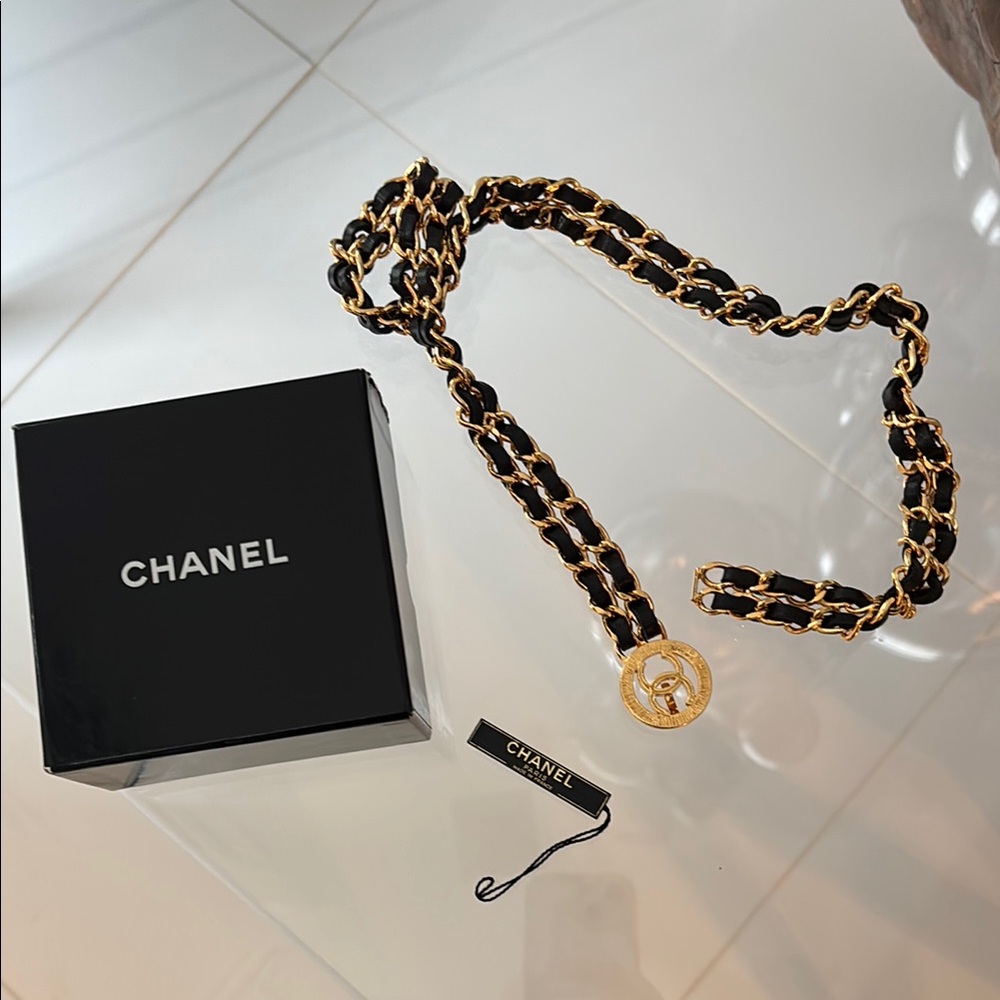 Chanel Black and Gold Chain Belt AUTHENTIC